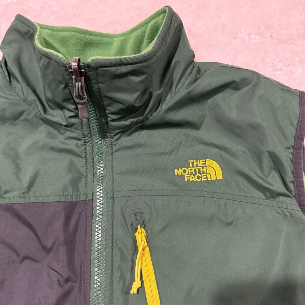 The North Face Vest Men Large Green Grey Reversible PrimaLoft Fleece Puffer